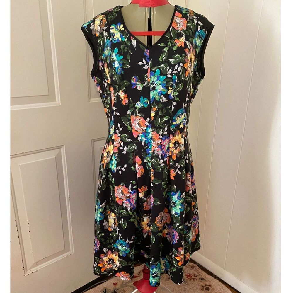 Gabby Skye Boho Floral Sleeveless V Neck Dress Size 14